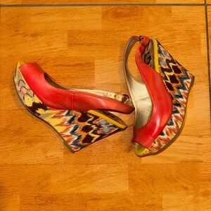 Guess Sunset Orange Platform Wedges